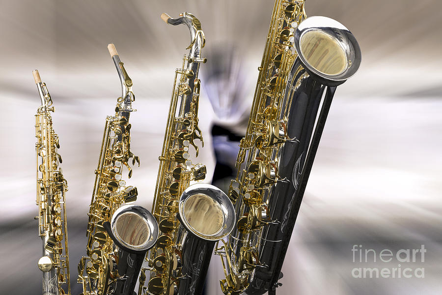 Soprano Alto Tenor Bari Saxophone Photo In Color 3460.02 Photograph by