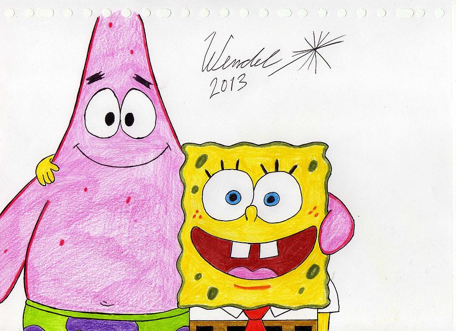 Spongebob And Patrick Drawing by Wendel Krolis