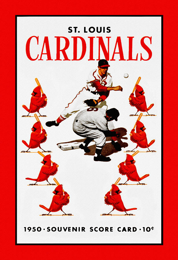 St. Louis Cardinals 1950 Score Card Painting by Big 88 Artworks