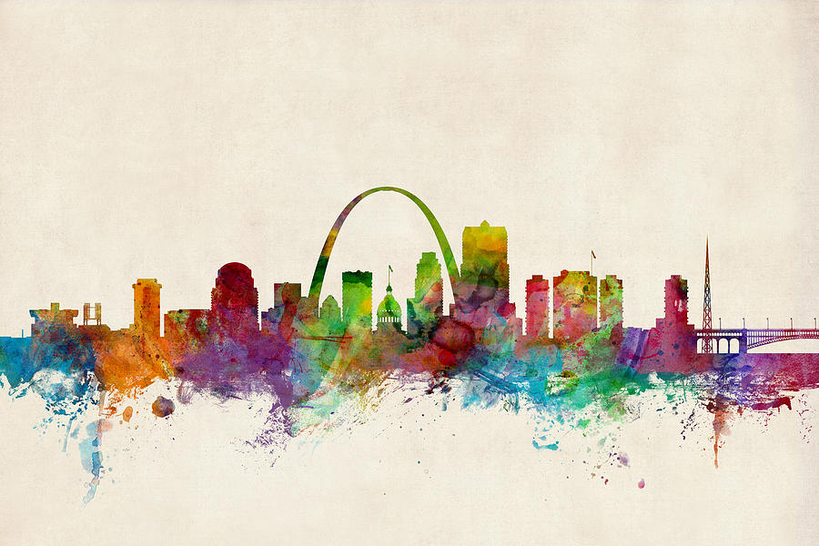 St Louis Missouri Skyline Digital Art by Michael Tompsett