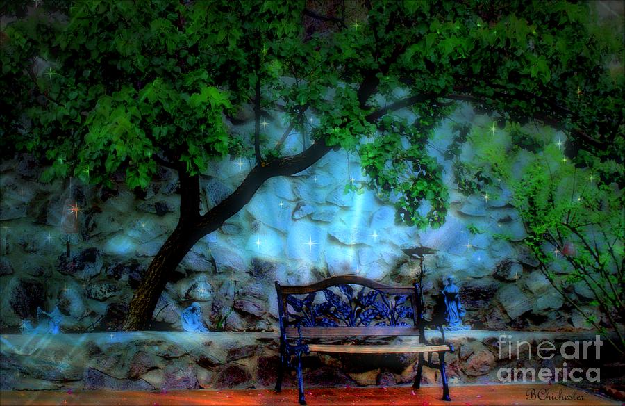 Starry Night In The Magical Garden Digital Art