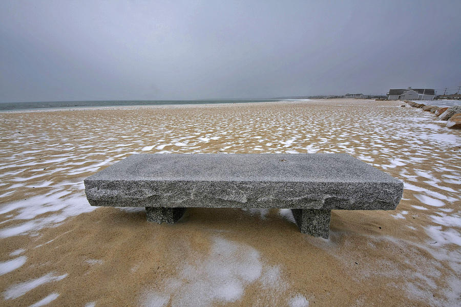 Stone Bench And Snow Photograph By David DeCenzo Pixels