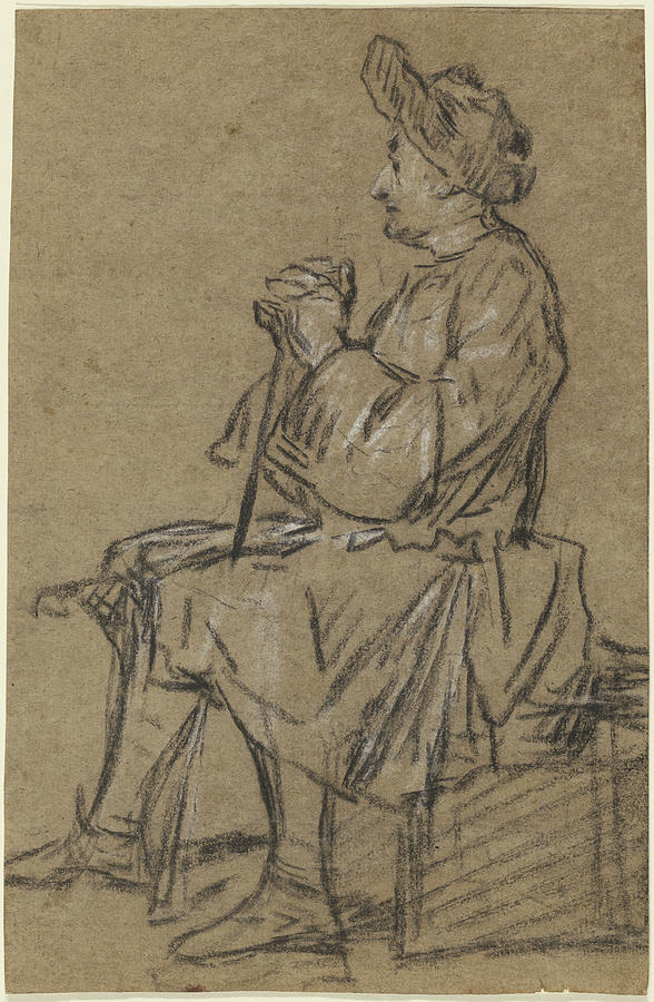 Study Of A Seated Man Recto Study Of A Male Nude Verso Drawing By Litz