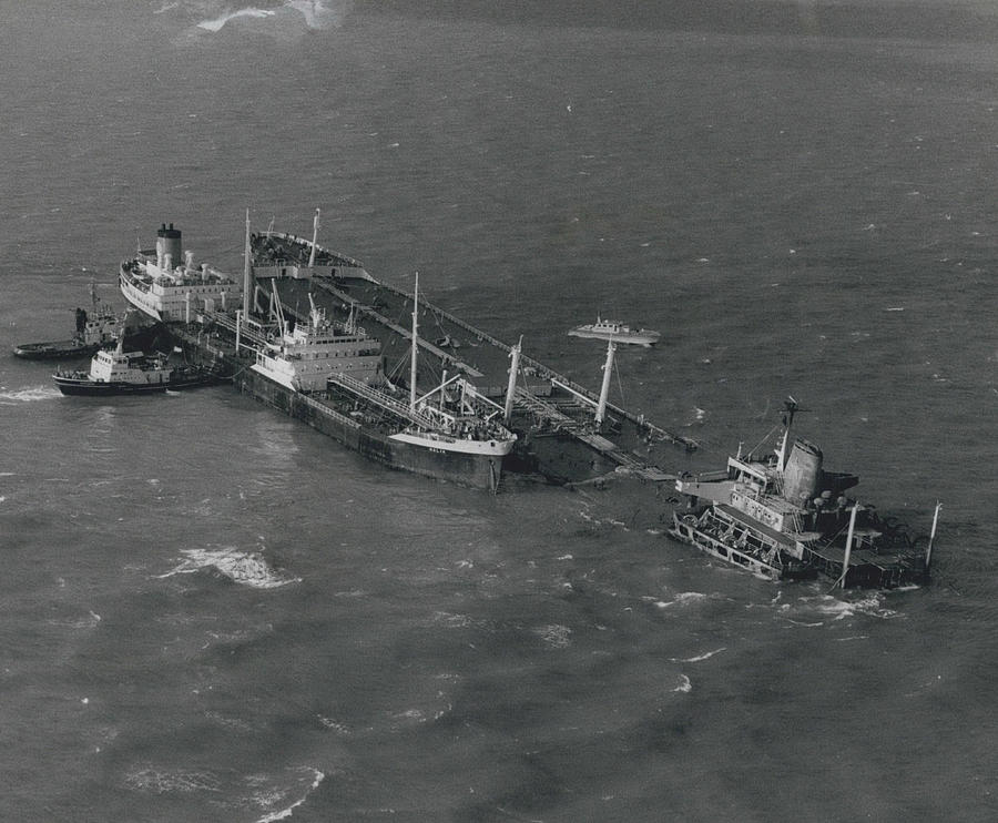 Tanker Pumping Oil From Pacific Glory In Re Float Attempt Photograph