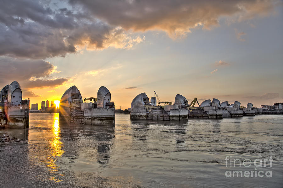 Thames Barrier September | thames barrier and canary wharf in london photograph by Thames Barrier September | thames barrier and canary wharf in london photograph by