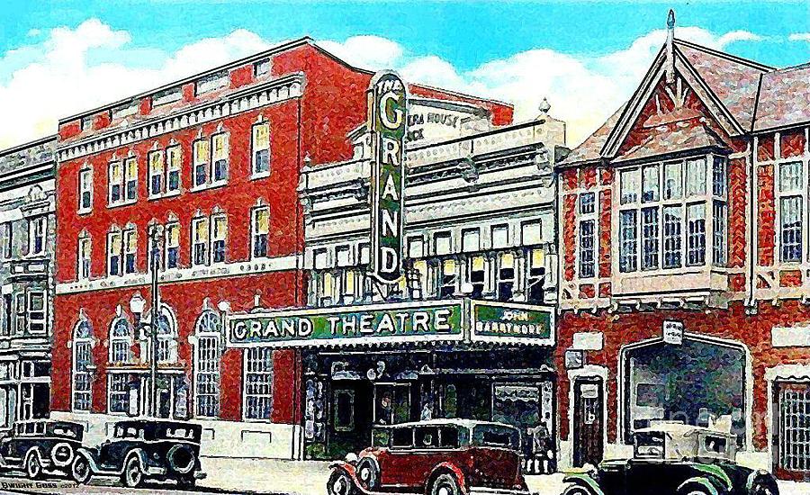 The Grand Theatre In Hazleton Pa Around 1935 Painting by Dwight Goss