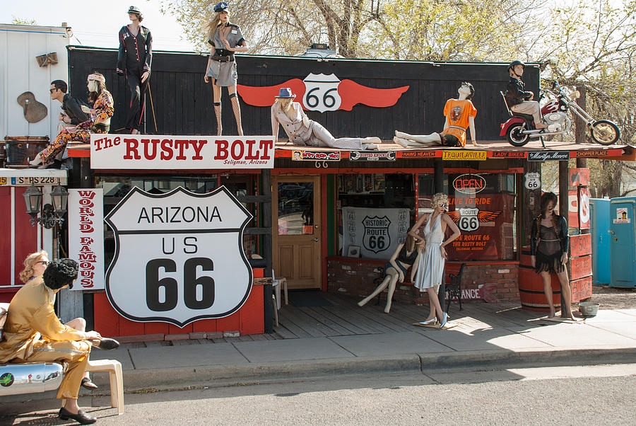 The Rusty Bolt Saloon And Mannequins On Route 66 In Seligman Arizona by