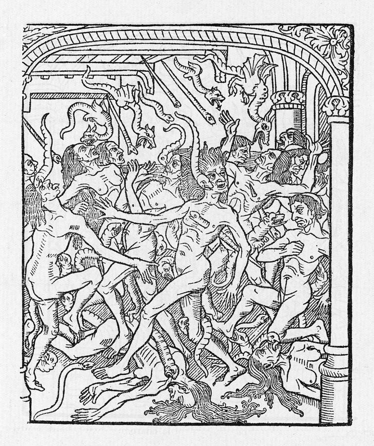 Graphic drawing of orgy from rome