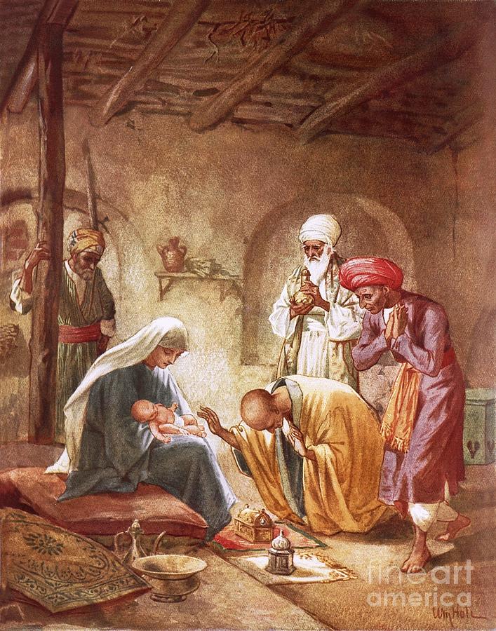 Three Kings Worship Christ Painting by William Brassey Hole