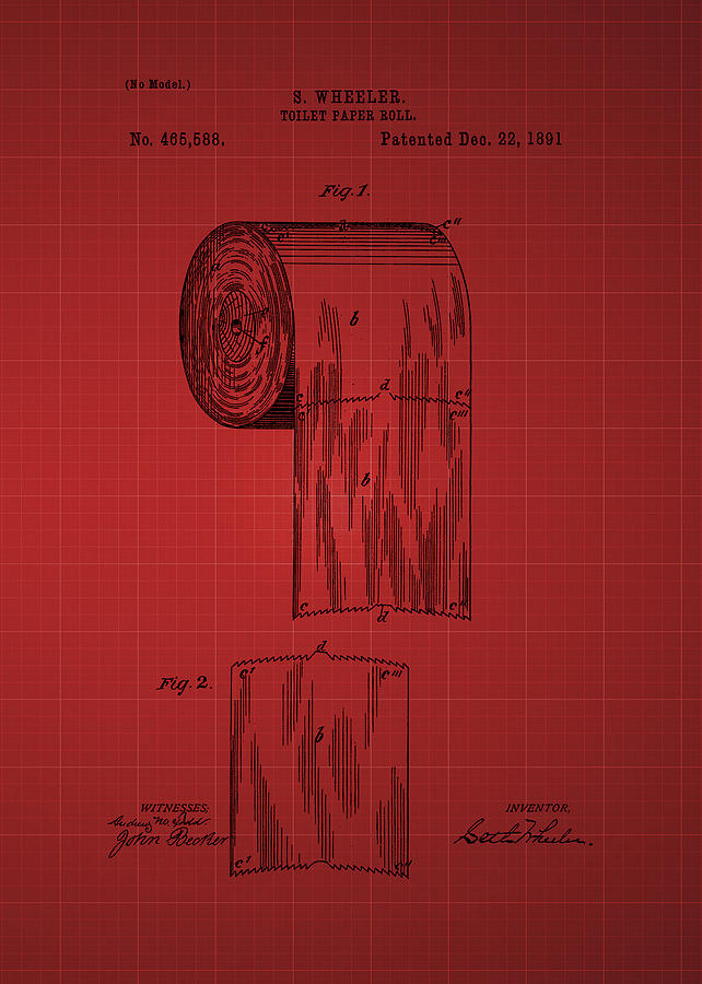 Toilet Paper Roll Patent 1891 Red Photograph By Chris Smith Fine