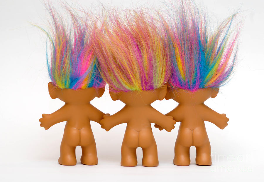 Trio Of Troll Dolls From Behind Photograph