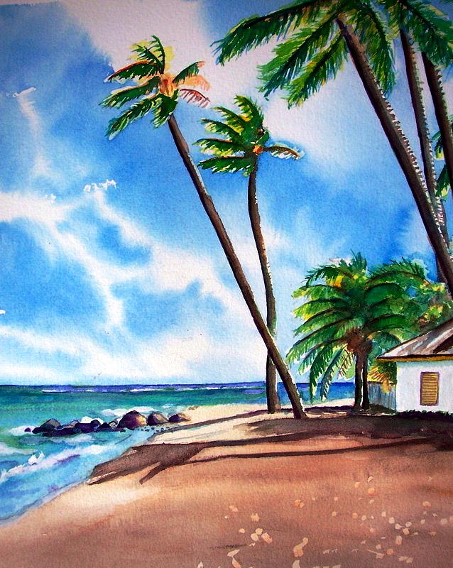 Tropical Paradise Painting by Kathy Flood
