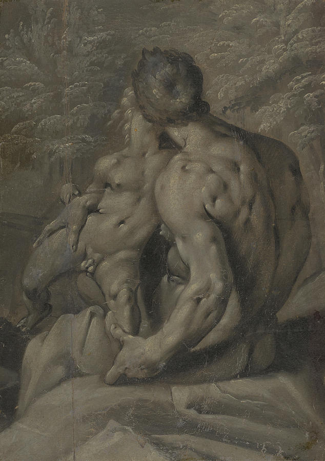 Two Male Nudes Cornelis Cornelisz Van Haarlem Painting By Litz