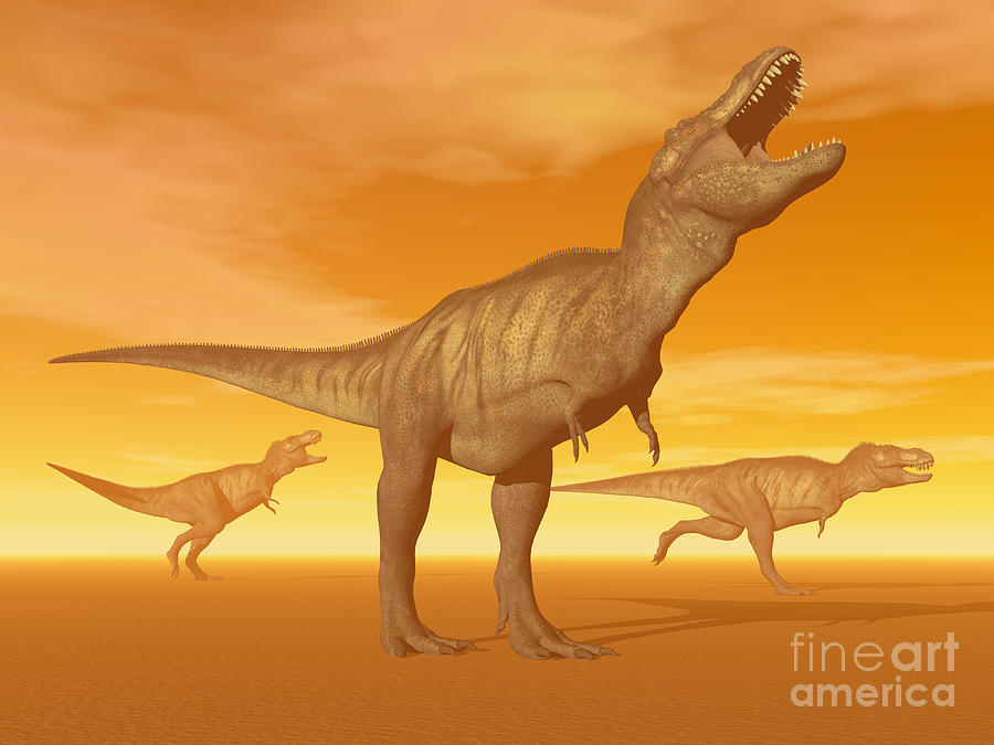 Tyrannosaurus Rex Dinosaurs In An Digital Art By Elena Duvernay Pixels