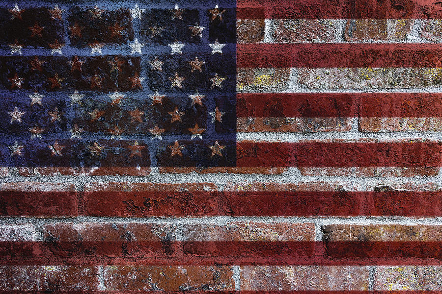 Usa Flag On Brick Wall Background Photograph By Jpldesigns