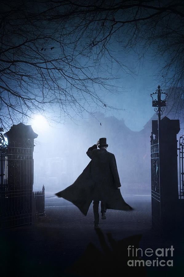 Victorian Man Running At Night In Fog Photograph By Lee Avison Fine