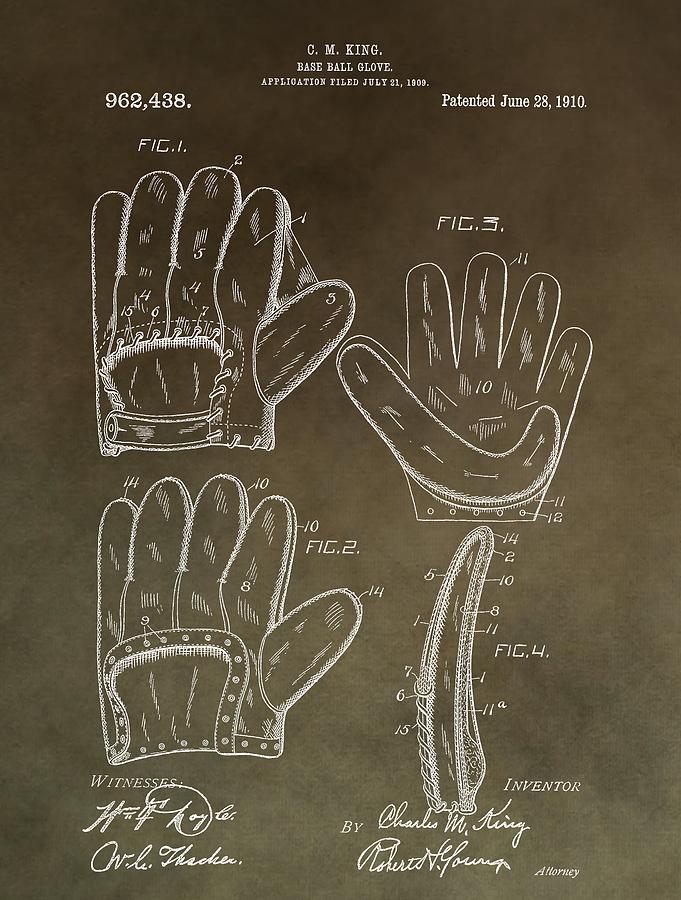 Vintage Baseball Mitt Patent Mixed Media By Dan Sproul