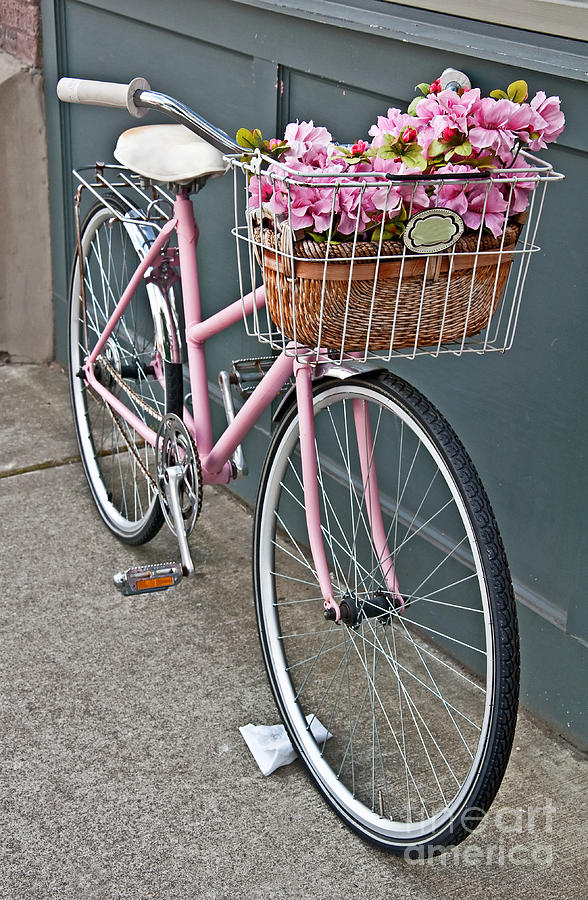 Vintage pink bike with basket sale