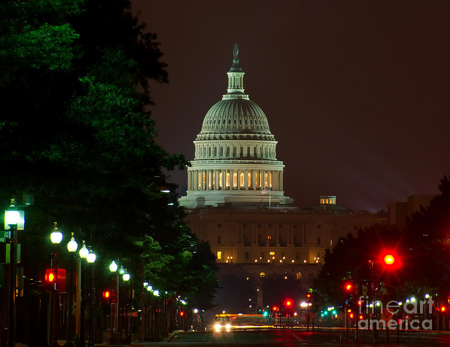 Washington Dc At Night Photograph by Nick Zelinsky