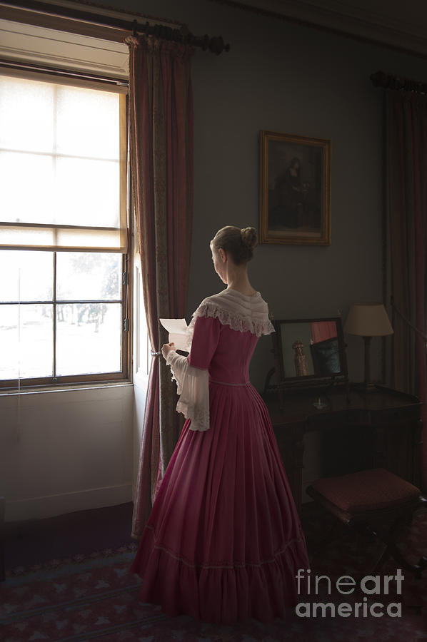  - woman-reading-a-letter-by-the-window-wearing-a-pink-georgian-dre-lee-avison