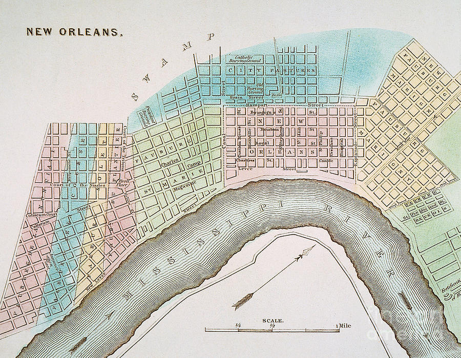 New Orleans Map, 1837 Painting