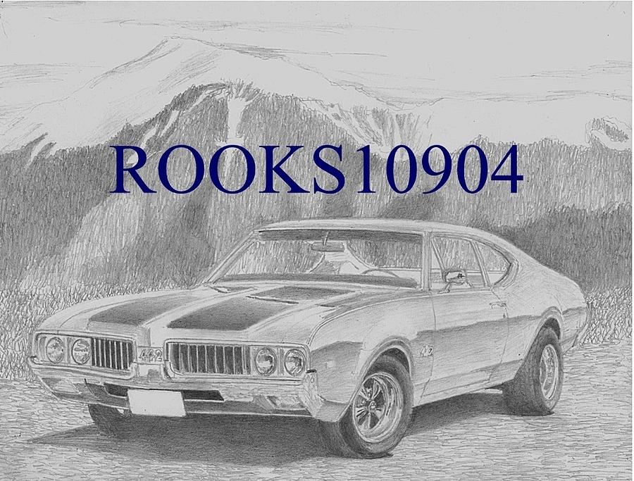1969 Oldsmobile Cutlass 442 MUSCLE CAR ART PRINT Drawing Stephen Rooks