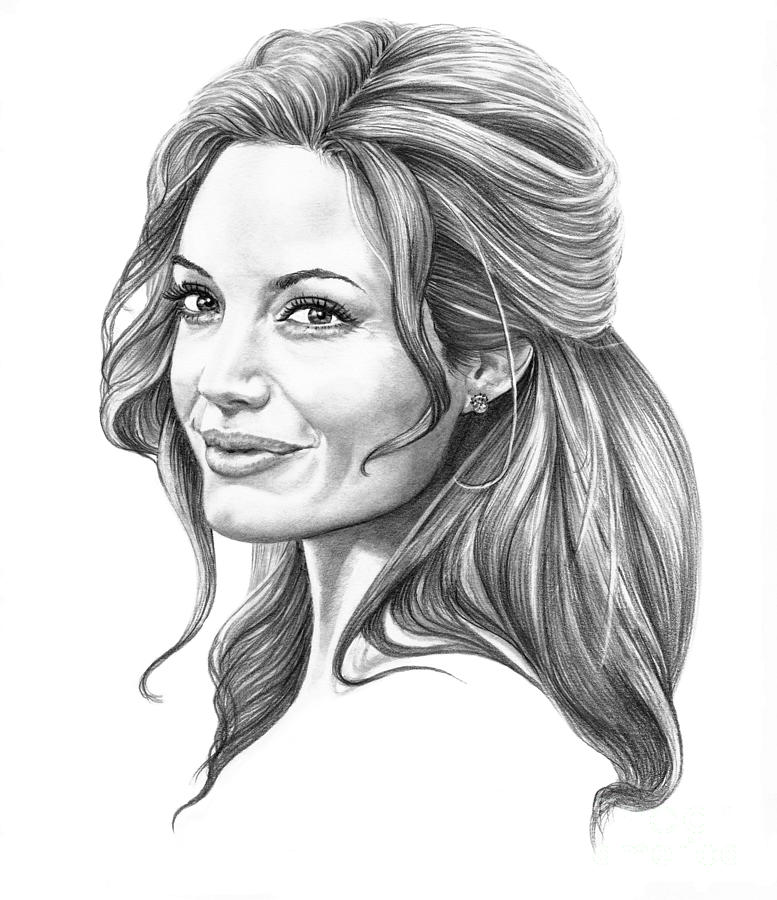 Angelina Jolie Drawing Angelina Jolie Fine Art Print Murphy Elliott
