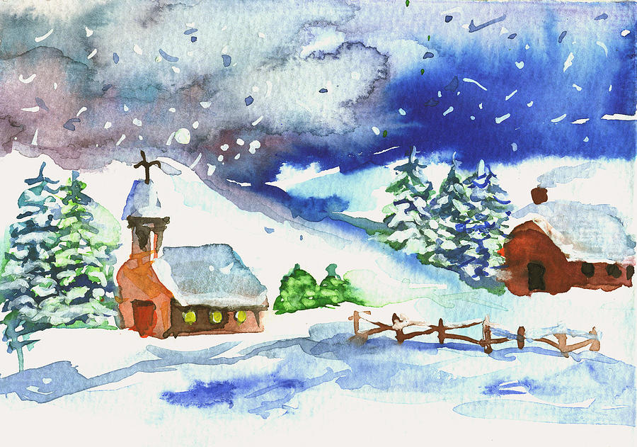 christmas village paintings