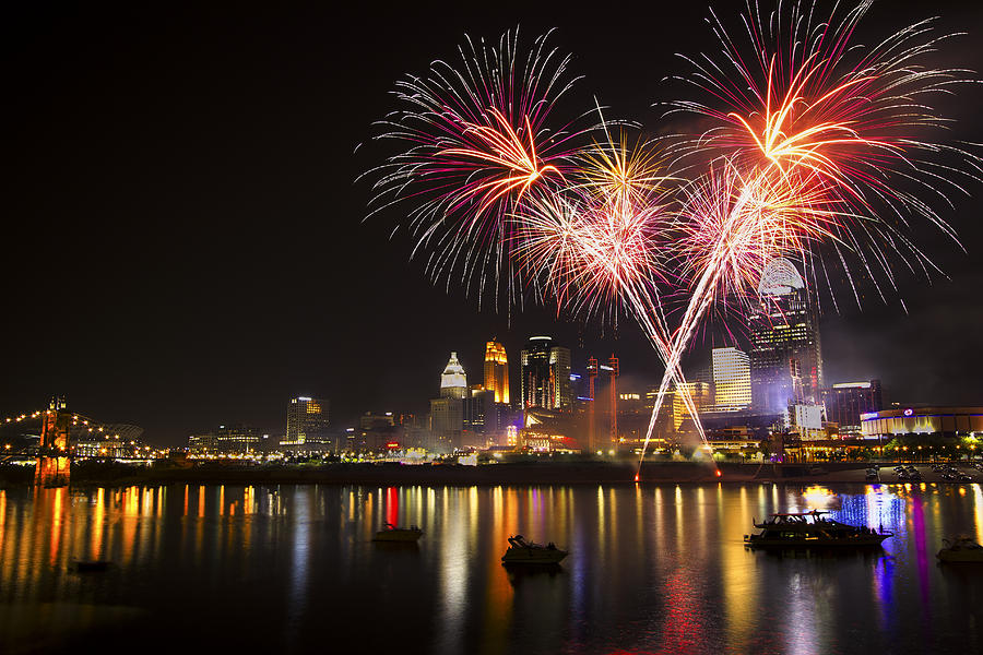 Cincinnati Reds Fireworks by Craig Bowman