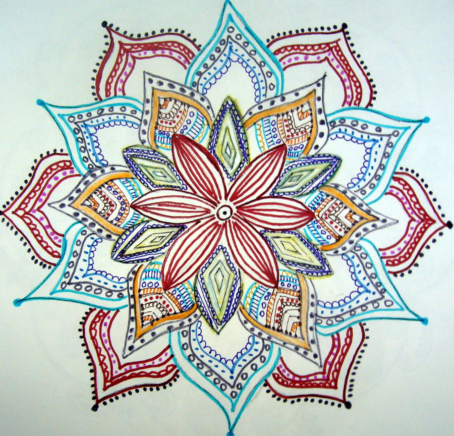 Flower Mandala Drawing by Gladys Childers