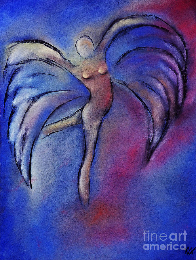 Lady With Wings Drawing Lady With Wings Fine Art Print Melinda 
