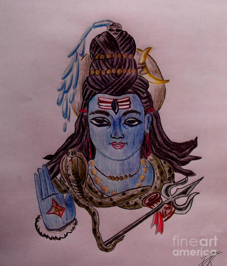 Shiva Drawing by Ayasha Loya Aka Pari Dominic