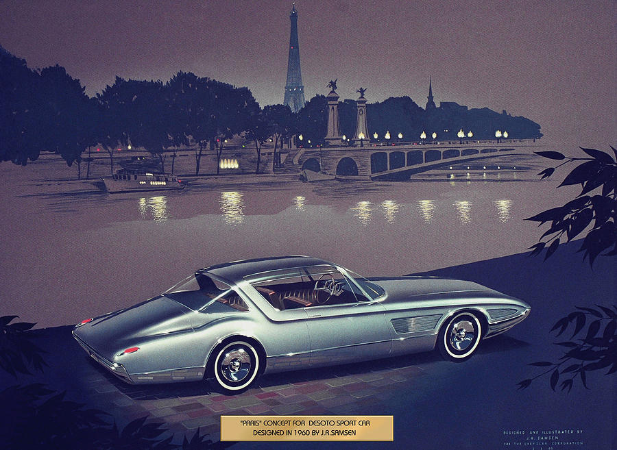 1960 DESOTO vintage styling design concept painting Paris Painting 1960