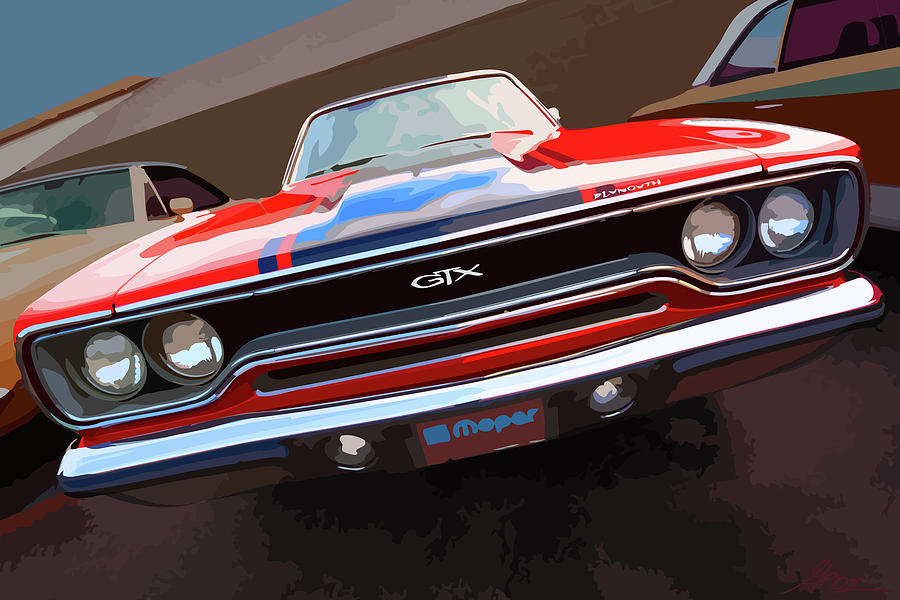 1970 Plymouth GTX Vectorized Digital Art 1970 Plymouth GTX Vectorized Fine