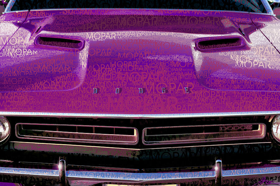 1971 Dodge Challenger Purple Mopar Typography Photograph 1971 Dodge 