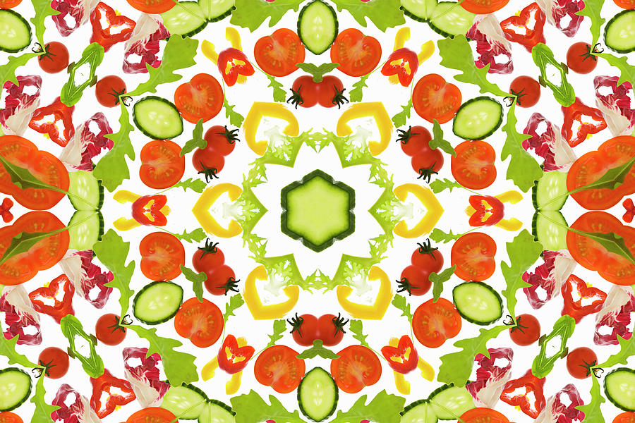Vegetable+Printing Kaleidoscope Image Of Salad Vegetables Photograph by Andrew Bret ...
