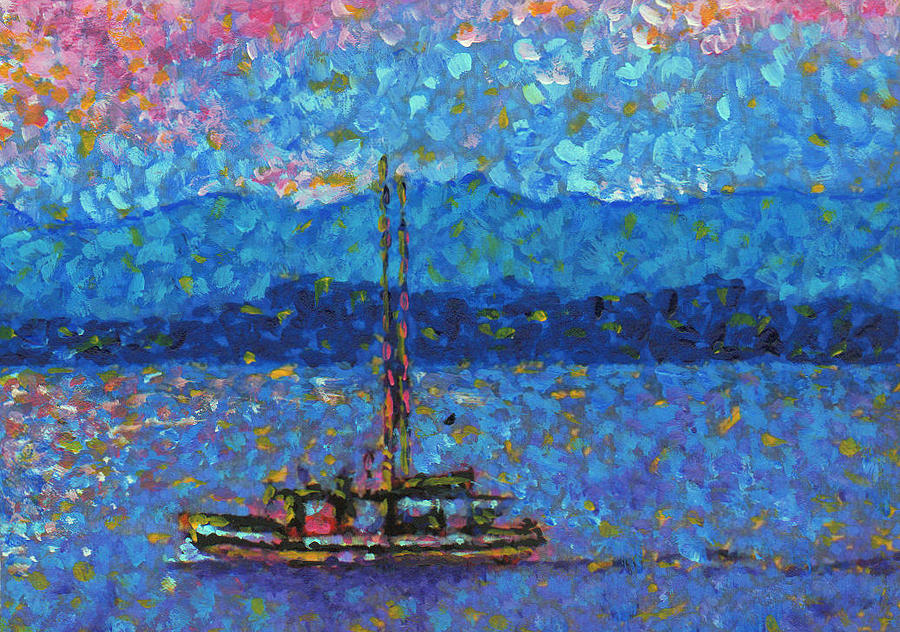 Impressionism Coastal Art Original Painting Alaskan Fishing Boat 