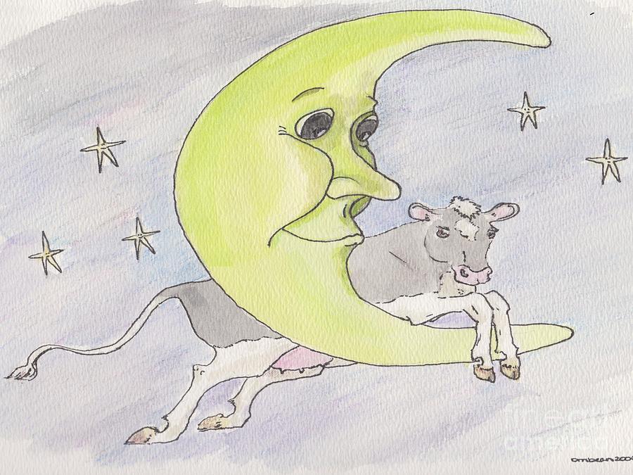 And The Cow Jumped Over The Moon Drawing by Marybeth FrielPatton