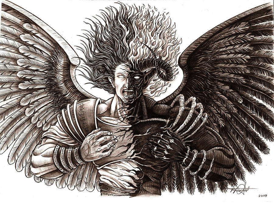 Angel Or Demon Drawing by Rommel Pascual