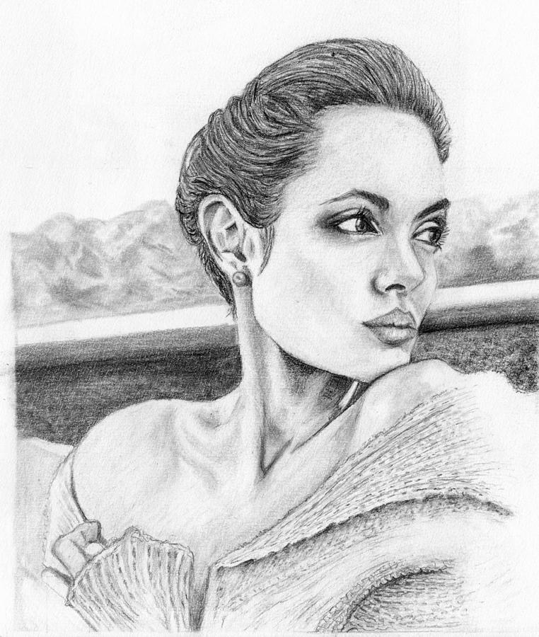 Angelina Jolie Drawing Angelina Jolie Fine Art Print Alexandra Riley