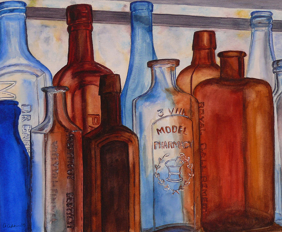 Painting bottles Glass  painting Bottles glass Antique