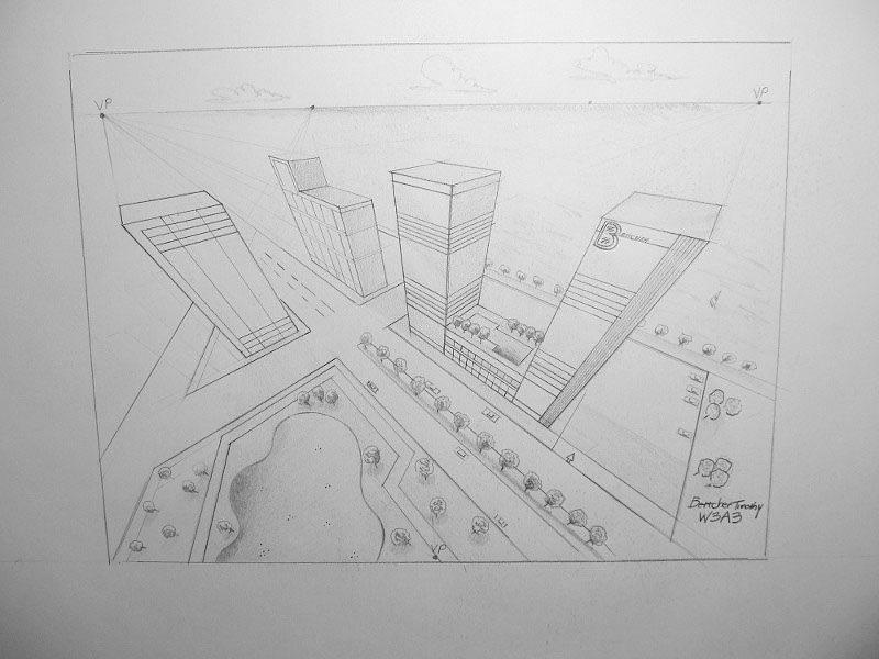 perspective architectural drawing