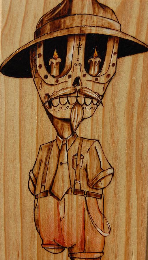 Baby Pachuco Pyrography by Marlon Ivory