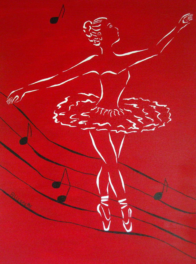 Ballerina In Red Painting Ballerina In Red Fine Art Print Pamela