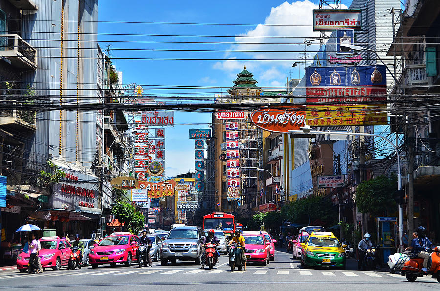 Bangkok Thailand Traffic Jam On Yaowarat Road Photograph By Kittikun