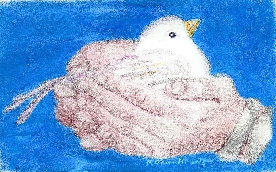 Bird In Hands Drawing by Ronine McIntyre