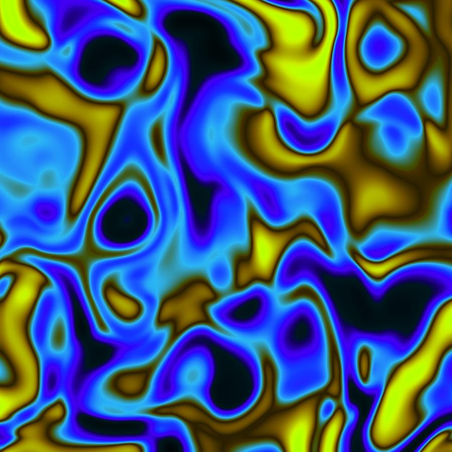 Blue And Yellow Abstract Digital Art by Christy Leigh