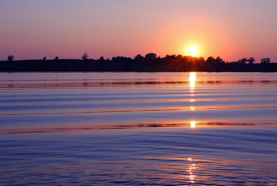 Blue Water Sunset Photograph