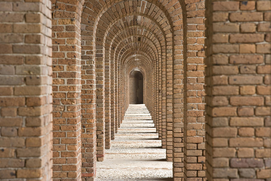 Brick Arches At Fort Jefferson In Dry Photograph By Michael Melford