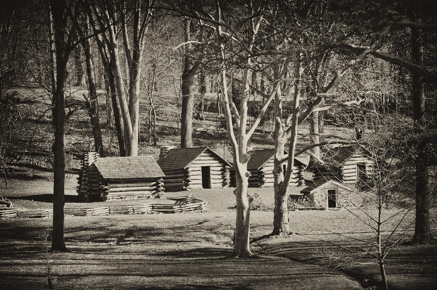 ... At Valley Forge Photograph - Cabins At Valley Forge Fine Art Print